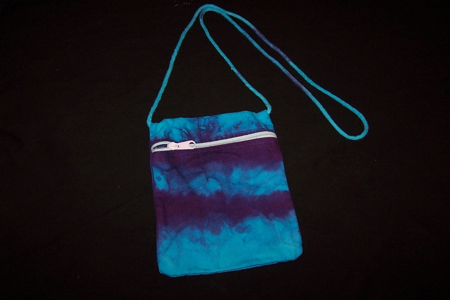 Turquoise and Deep Purple Hand Dyed,  Lined,  Cotton Shoulder Bag