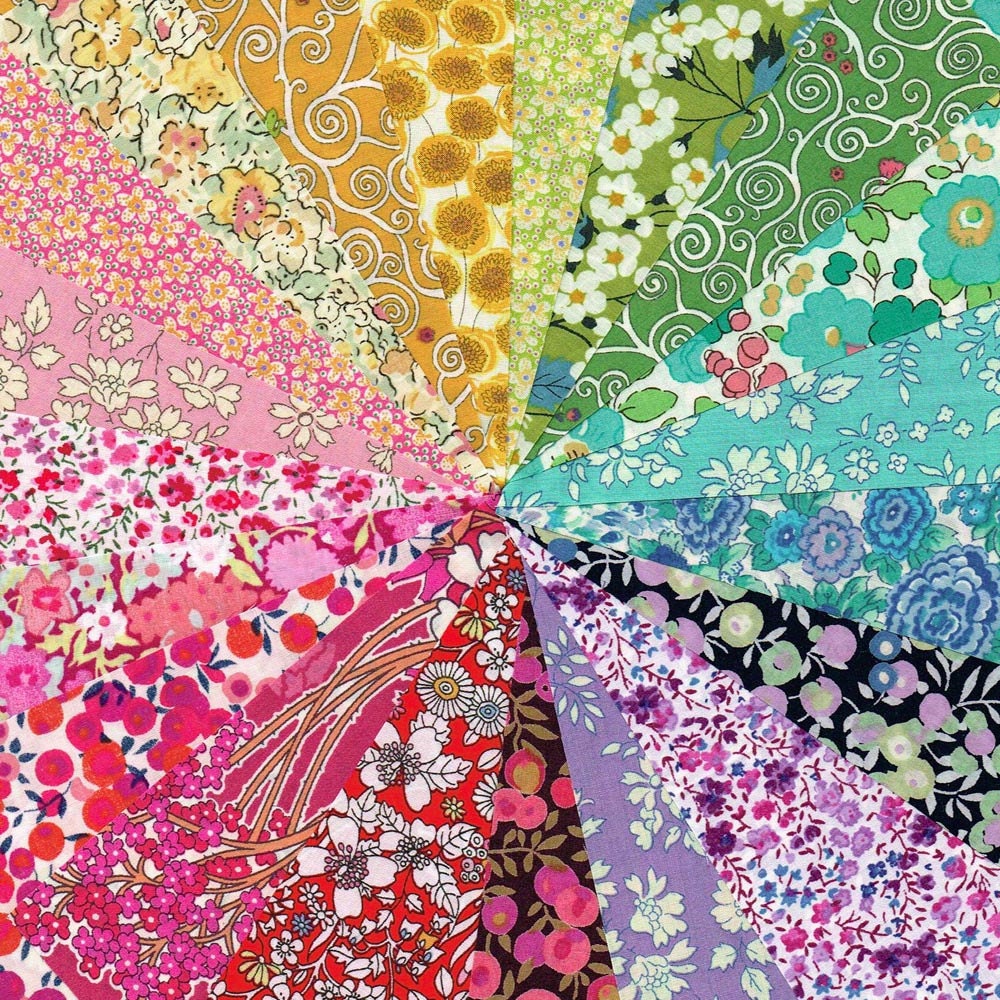 Liberty Rainbow Selection of 20 Gorgeous Liberty of London Fabric 5in Charm Squares