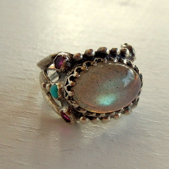 Labradorite Ring, Silver Ring, Gemstone Ring, Labradorite Jewelry, Handmade Labradorite Ring, Adjustable Ring