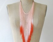50% OFF SALE Pink Poppy Fringe Necklace