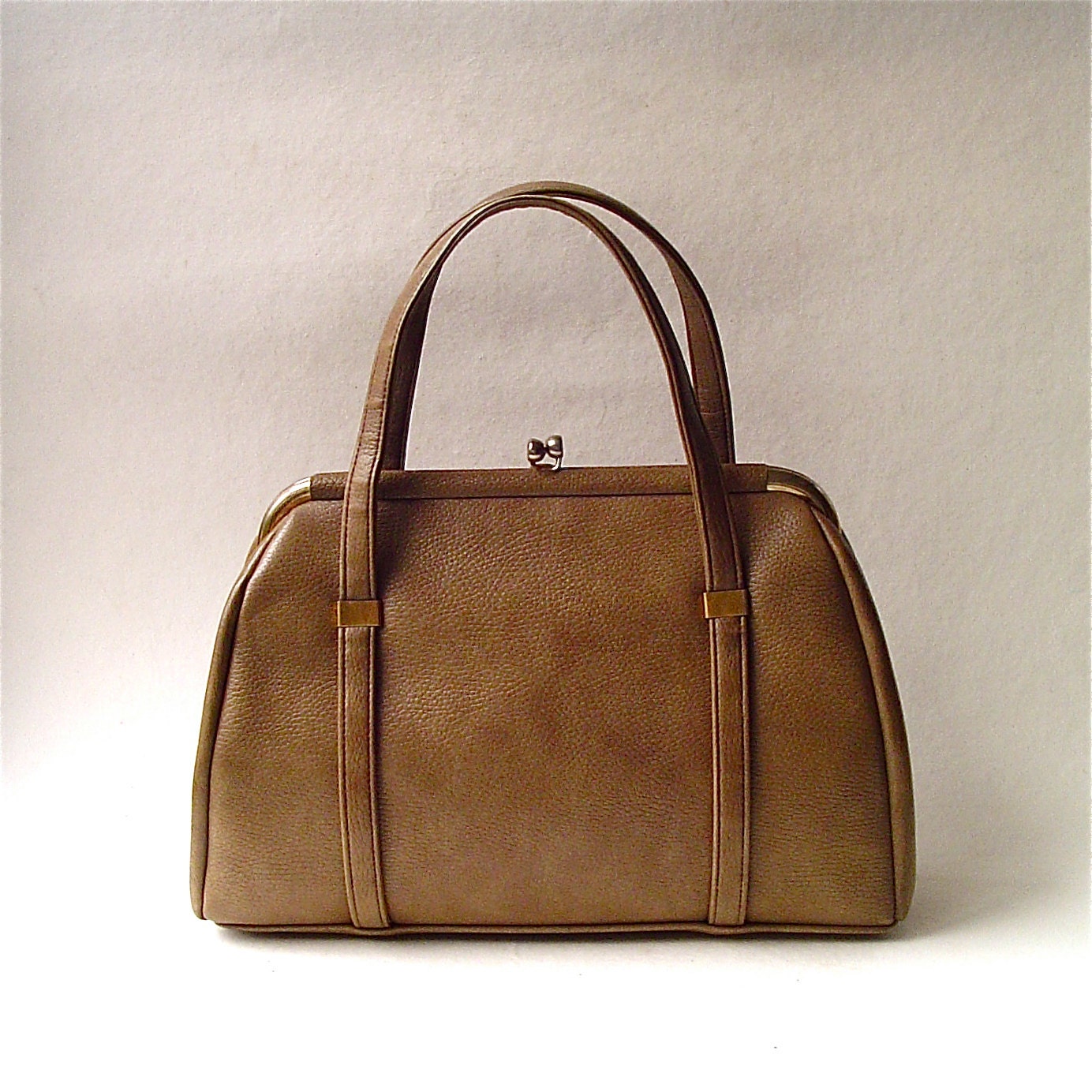 60s vintage JR Cafe Au Lait Brown Pebbled Faux Leather Extra Large Handbag