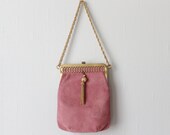 1960s Handbag / 1960s Purse / Pink Evening Purse / Carnations