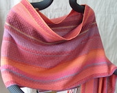 Handwoven Shawl, Woven Scarfl, Wrap, Sunset
