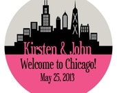 Set of Custom Wedding Stickers   -  CHICAGO SKYLINE