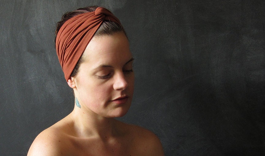 Turban Stretch Headband.  Dusty Rose Cotton.