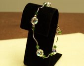 Green and Crystal Sterling Silver Bracelet