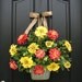 Summer Wreaths, Zinnia Wreath, Summer Zinnias, Zinnia Flowers, Floral Wall Pockets, Galvanized Buckets, Bucket of Zinnias, Eucalyptus Wreath