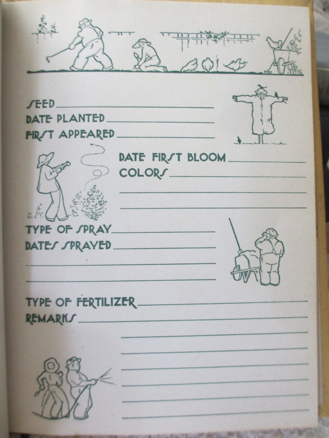 Vintage Weeds and Flowers Garden Record Book Gardeners Log Book Garden Diary