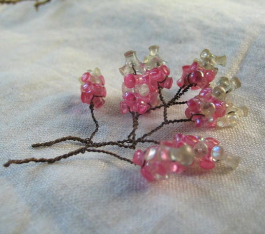 Bead Bouquet of Glass Flowers from France