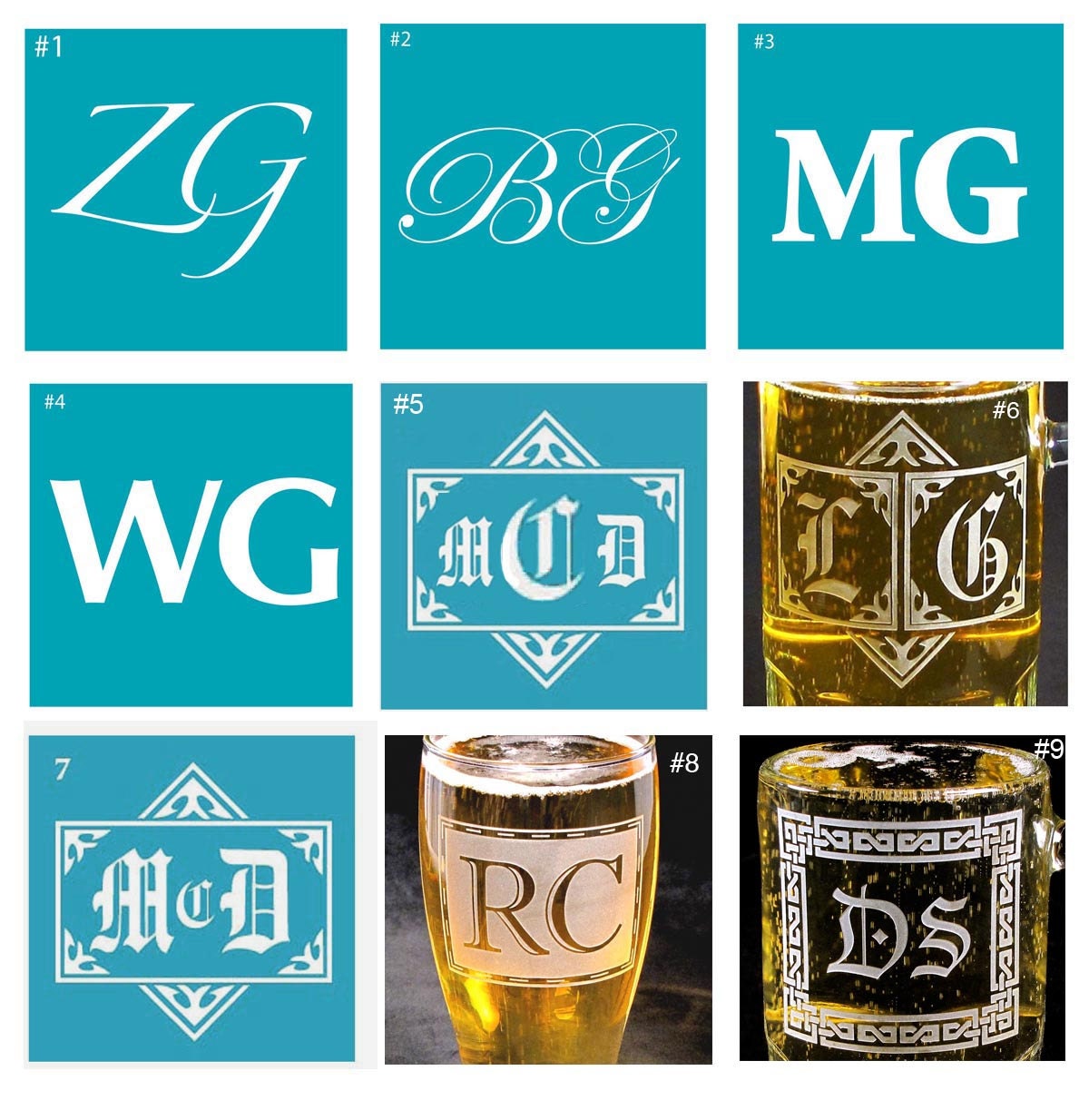 Gifts for Groomsmen, 10 Monogrammed Flasks Oak Motif