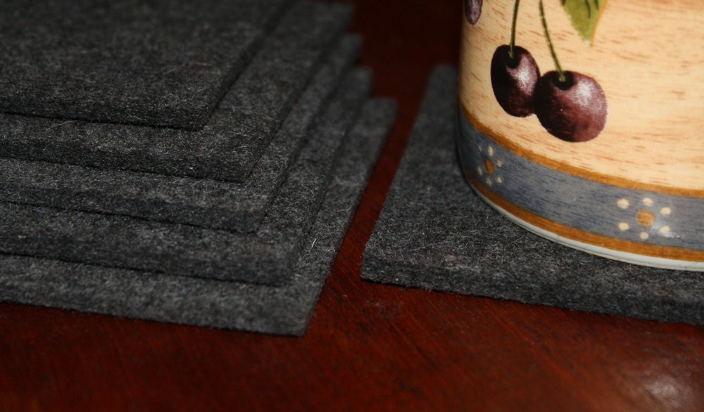 Square Coasters, Felt Coasters in 3MM Thick Virgin Merino Wool Felt