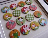 Once Upon A Time 3D Circles - 8x8 inches - Princess, Castle, Pony - Green Checked Circles Shown or Monogram Your Choice - READY to SHIP