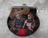 Skeleton Couple Decorated Coin Purse Clutch