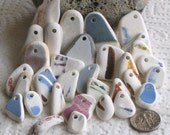 33 Sea Beach Pottery Pendants and Charms Top Drilled 2mm holes Supplies (1538)