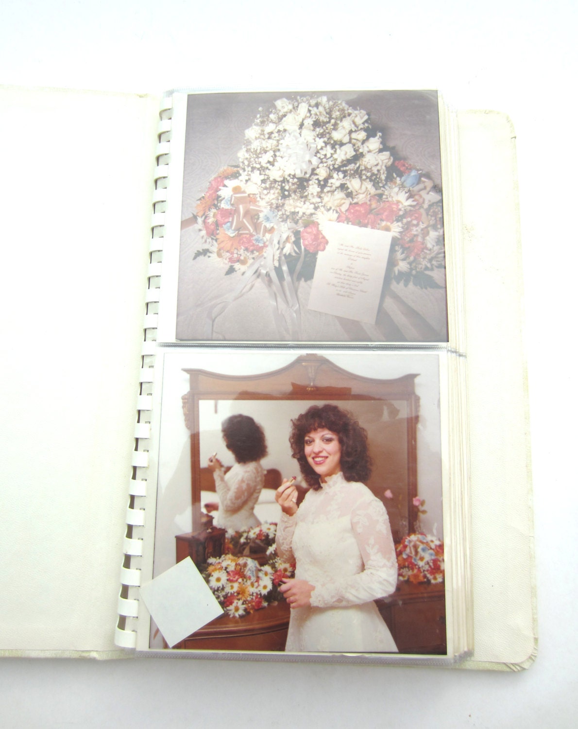 Vintage Scrapbook Wedding Photo Album Old Color Photographs 1980s Bride