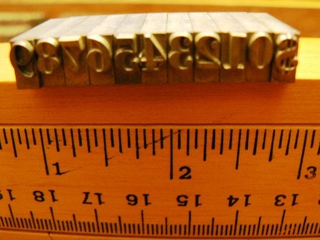 vintage letterpress ... PRINTERS TYPEFACE NUMERIC 0 to 9 plus 1 Grp B 3 is 11 pce