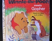 vintage childrens book... WINNIE the POOH Meets Gopher 1965 GOLDEN Book hardcover Book ...