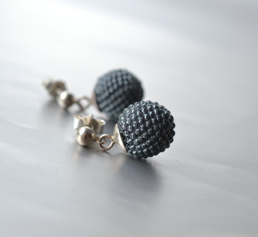globe earrings silver studs