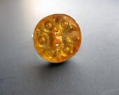 Gold Button Ring - size 7.5 - sterling silver