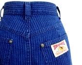 80s denim mini / high waist / xs / tiny stripe