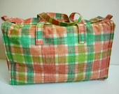 1950s Plaid Insulated Picnic Tote Bag "Thermo-Keep" - decotodiscovintage