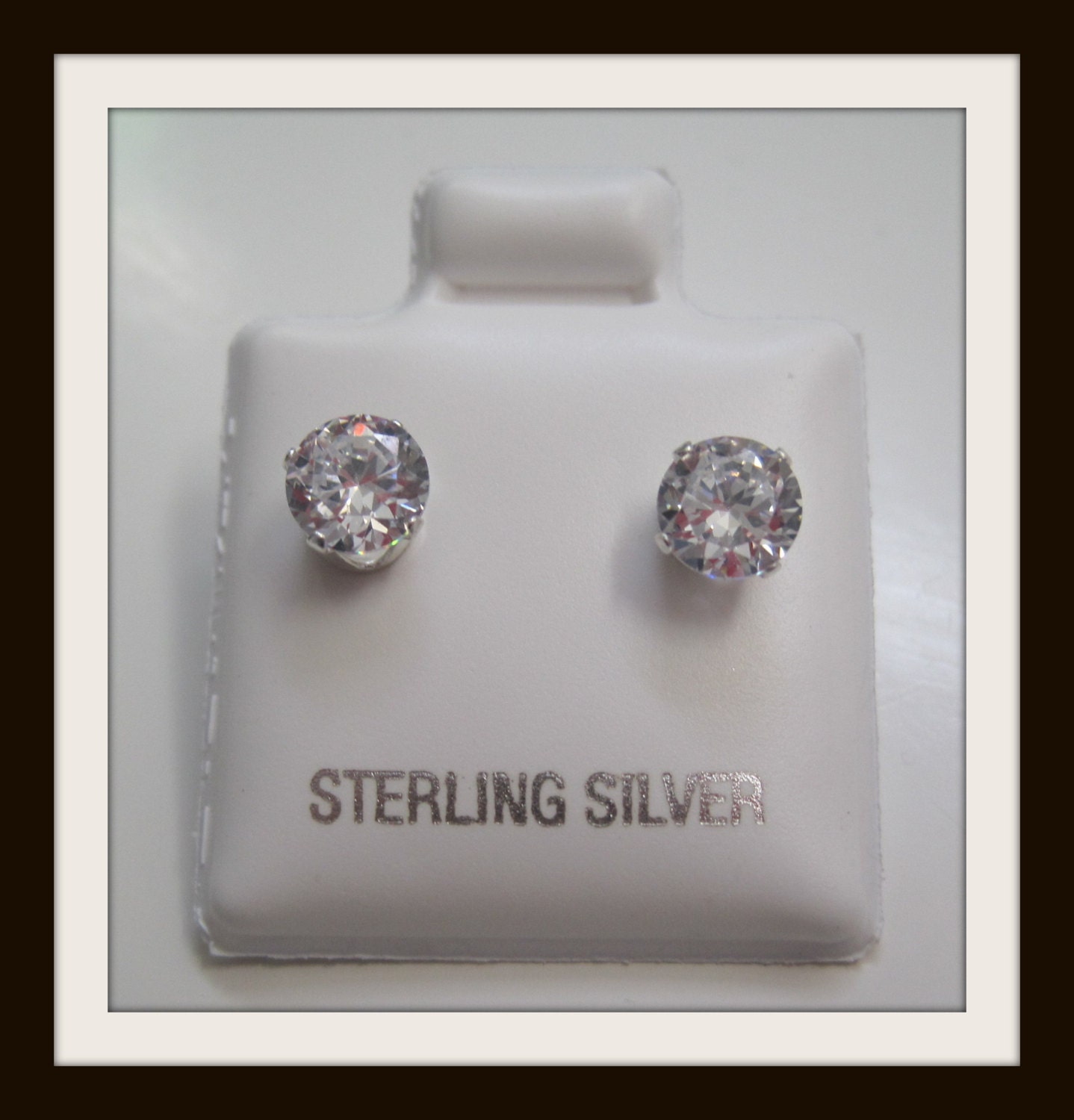 Clear Cubic Zirconia Sterling Silver stud Earrings