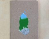 Hand Painted Notebook/SilverGreenBlue