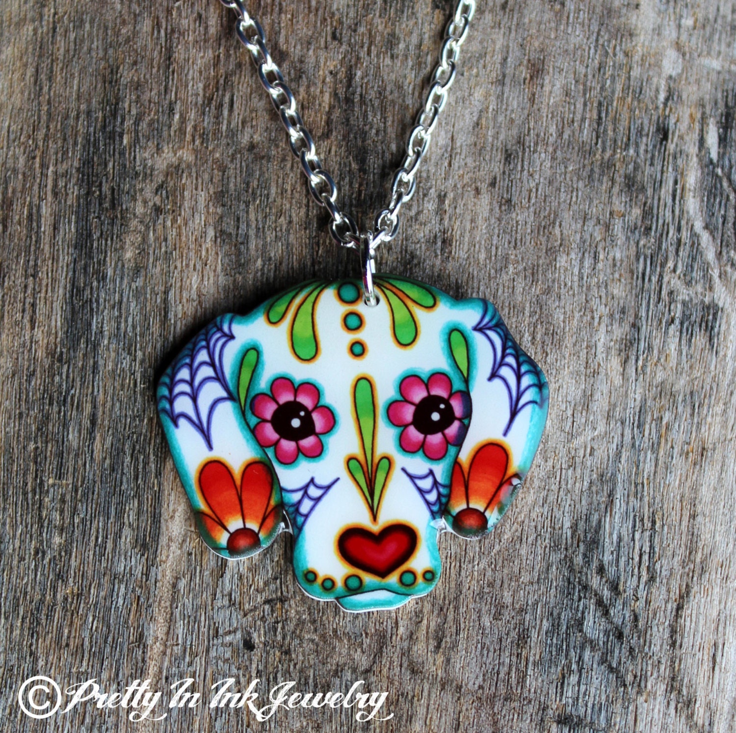 Day of the Dead Beagle Sugar Skull Dog Necklace