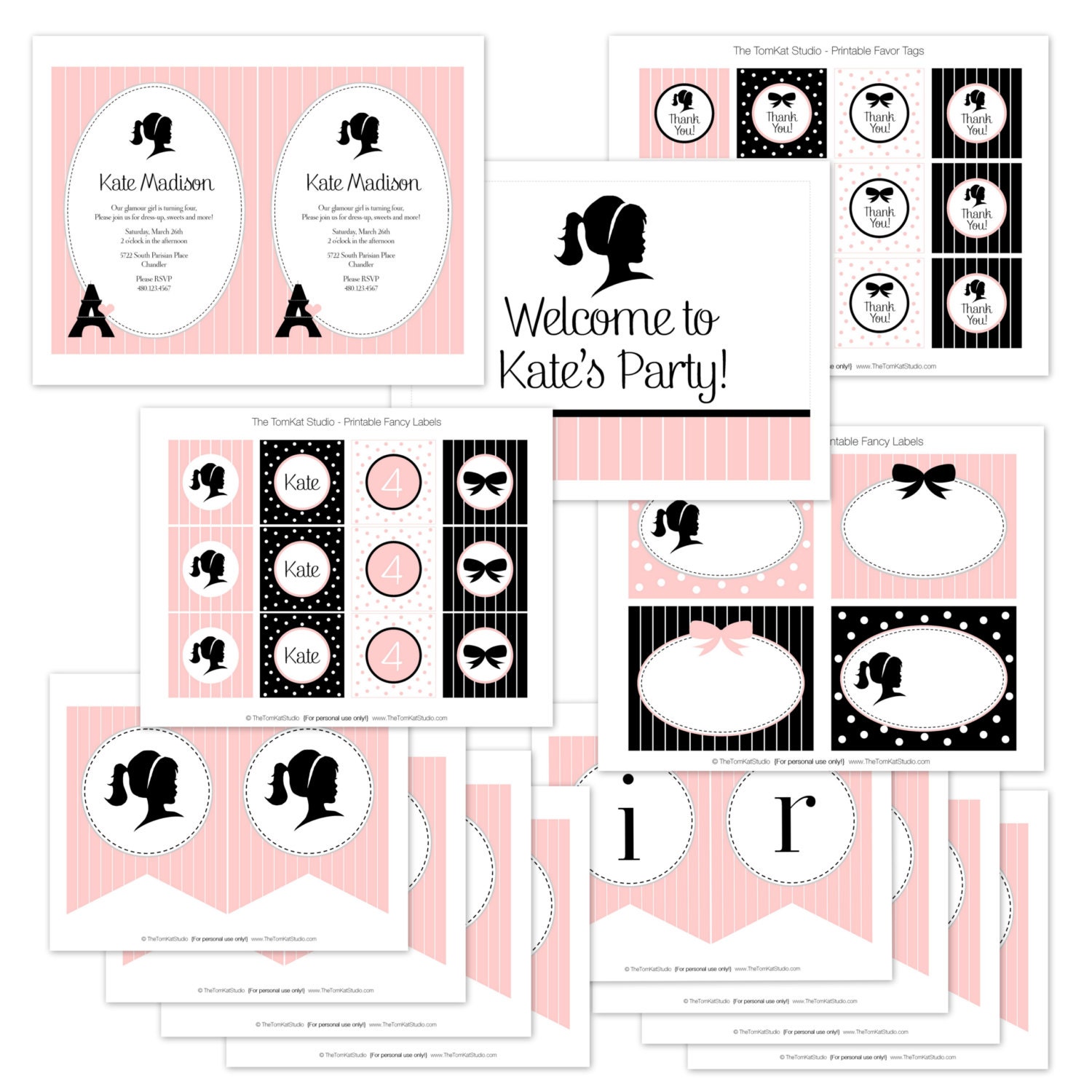 Glamour Girl Party Printable Party Collection by The TomKat Studio