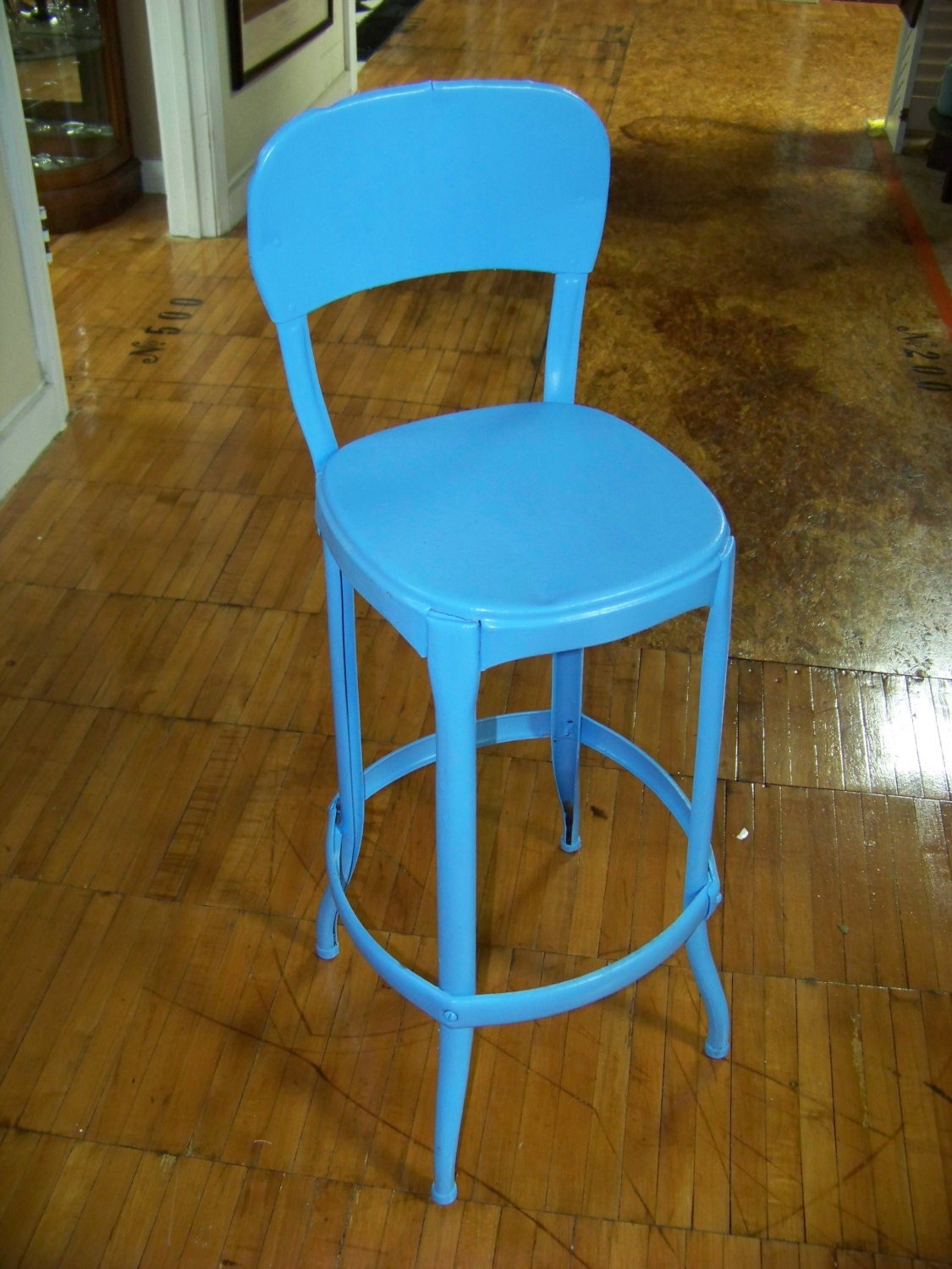 Vintage Blue Kitchen Step Stool...Mid Century...Seating...Plant Stand...Porch Decor...Display Piece...Retro...Photo Prop