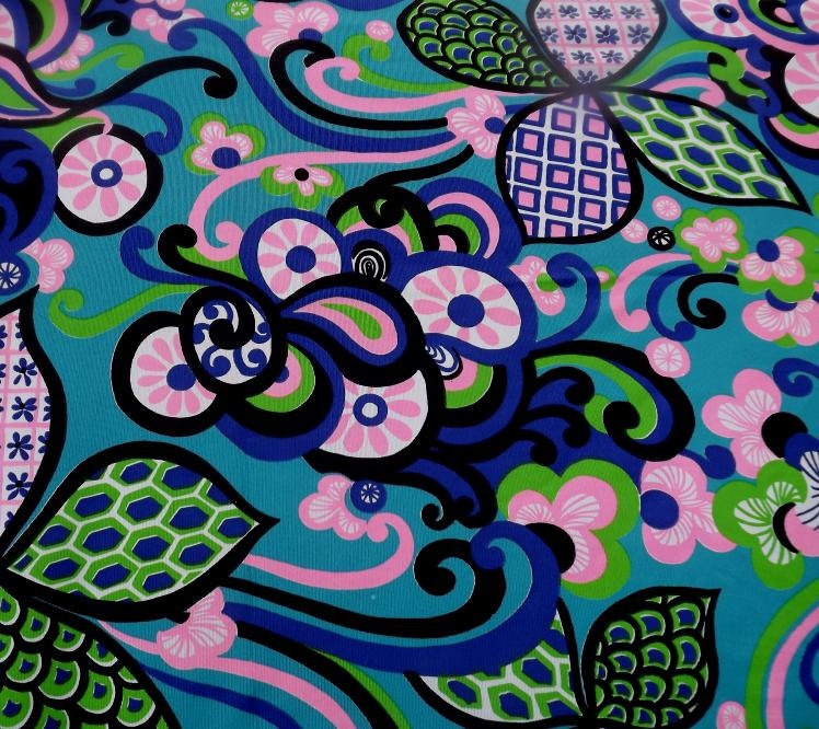 1960s psychedelic print polyester fabric - charity for animals