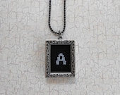 Personalized Initial Cross Stitched Pendant Necklace with Chain - Custom Letter - Bridesmaid Gift