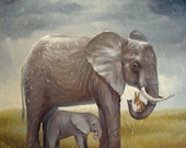 Illustration Print,Isabella and The Elephants ,Giclee Print Illustration Digital print