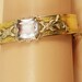 Vintage Victorian Rock Crystal bracelet Hinged Layered mixed metal bangle signed