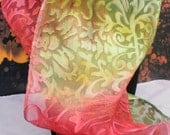 Red, Green and Gold Silk Scarf