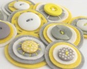 MAYA - Handmade Felt Button Bauble Embellishments, Felt Applique, Felt Embellishment, Felt Rounds, Craft Supplies, Set of 9