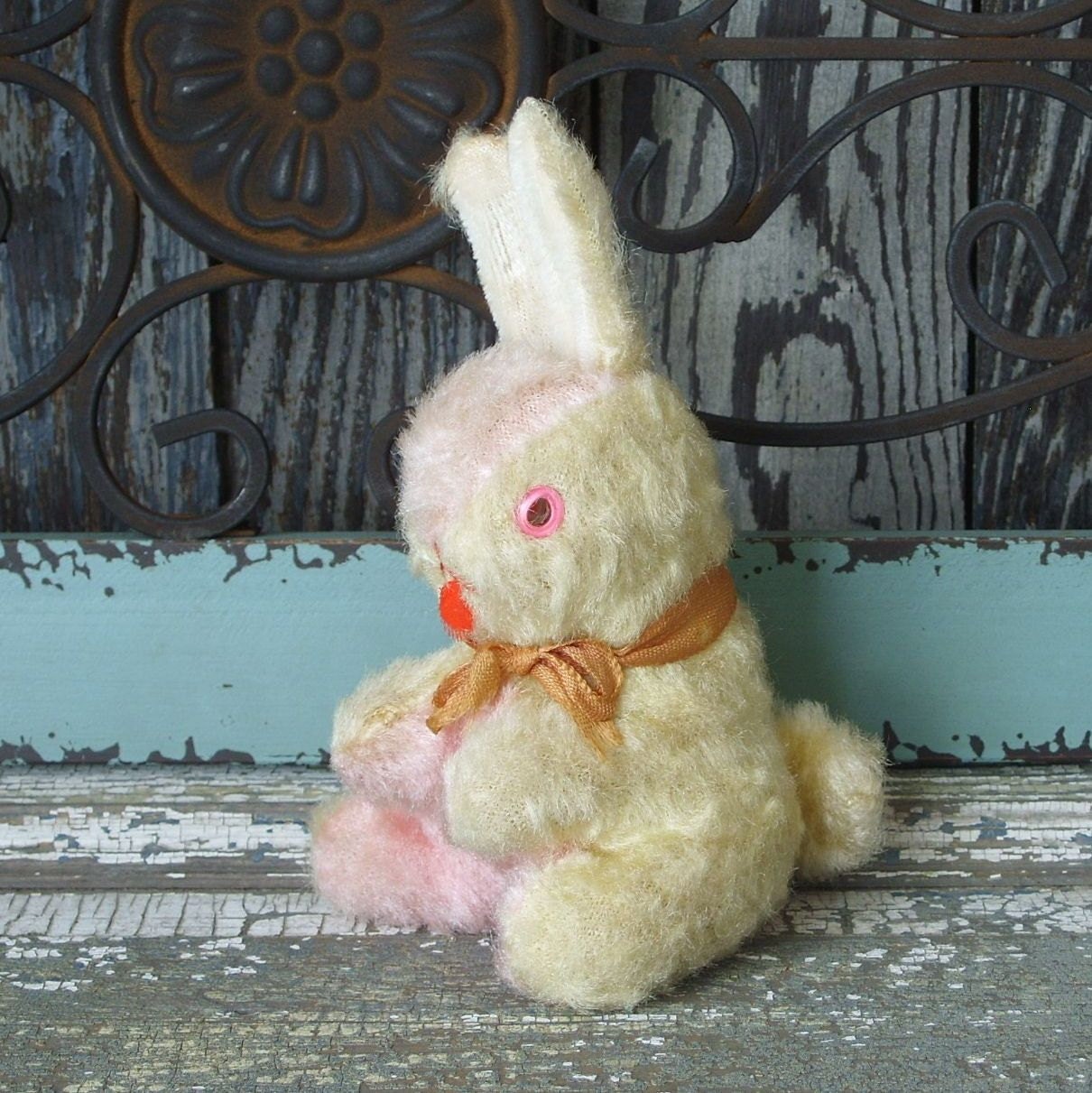 Antique Straw Stuffed Mohair Easter Bunny Rabbit Stuffed Animal Toy Japan