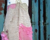 paris artists dress,vintage linens sundress,natural tones with sunset hues, lucyv,lucynz