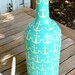 Large Aqua Nautical Anchor Upcycled Glass Bottle