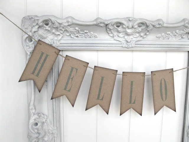 HELLO banner - petite paper banner - wedding decor, wedding ceremony, baby shower, home decor -  original design