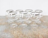 SALE mad men glasses / vintage silver aperitif glasses / 1960s silver rimmed cocktail glasses