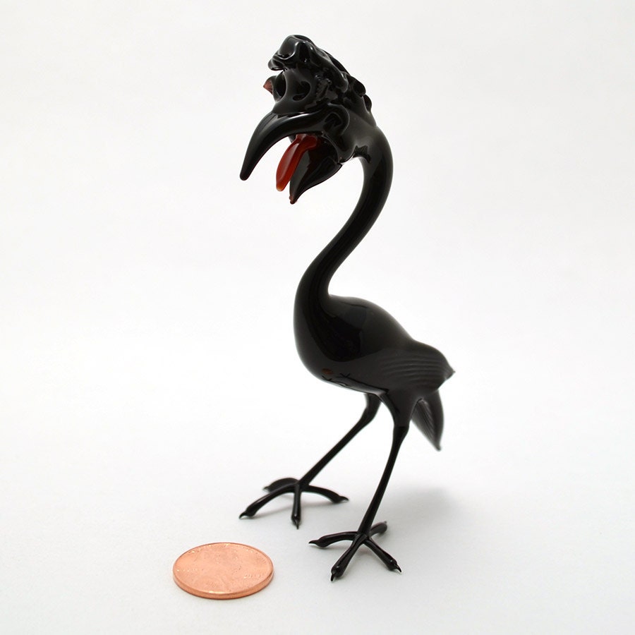 Crow Harpy - lampworked mythical glass bird