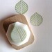 leaf rubber stamp. leaf hand carved rubber stamp. small hand carved stamp. mounted.
