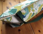 LARGE Yoga Bag Pilates Mat Bag in Green, Blue, and White Cabbages - Top-loading