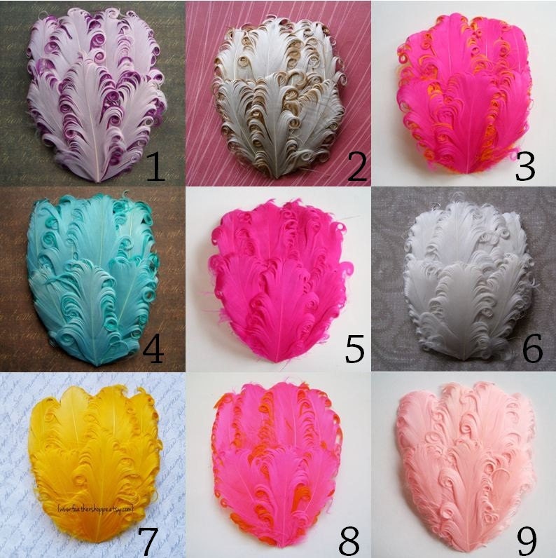 Wholesale Feather Pads - YOU CHOOSE 5 - Curled Goose Nagorie Pads