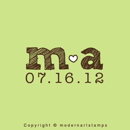 Custom Wedding Stamp - Custom Rubber Stamp - Personalized Stamp - Custom Stamp - Monograms with Heart - C474
