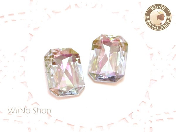 18 x 25 mm AB Clear Octagon 3D Point Back Acrylic Rhinestone - 2 pcs