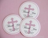 Personalized Pink CHRISTENING, BAPTISM or First COMMUNION Favor Tags