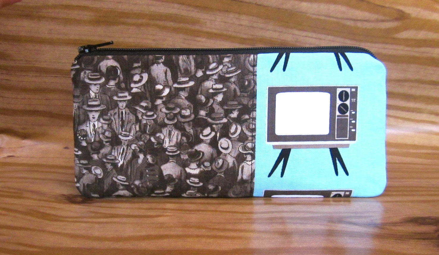 Long Zipper Pouch , Card Holder, Coin purse - Madmen, Retro TV, advertising