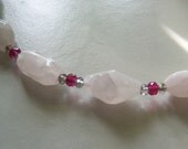 Rose Quartz With Pink and Silver Crystals